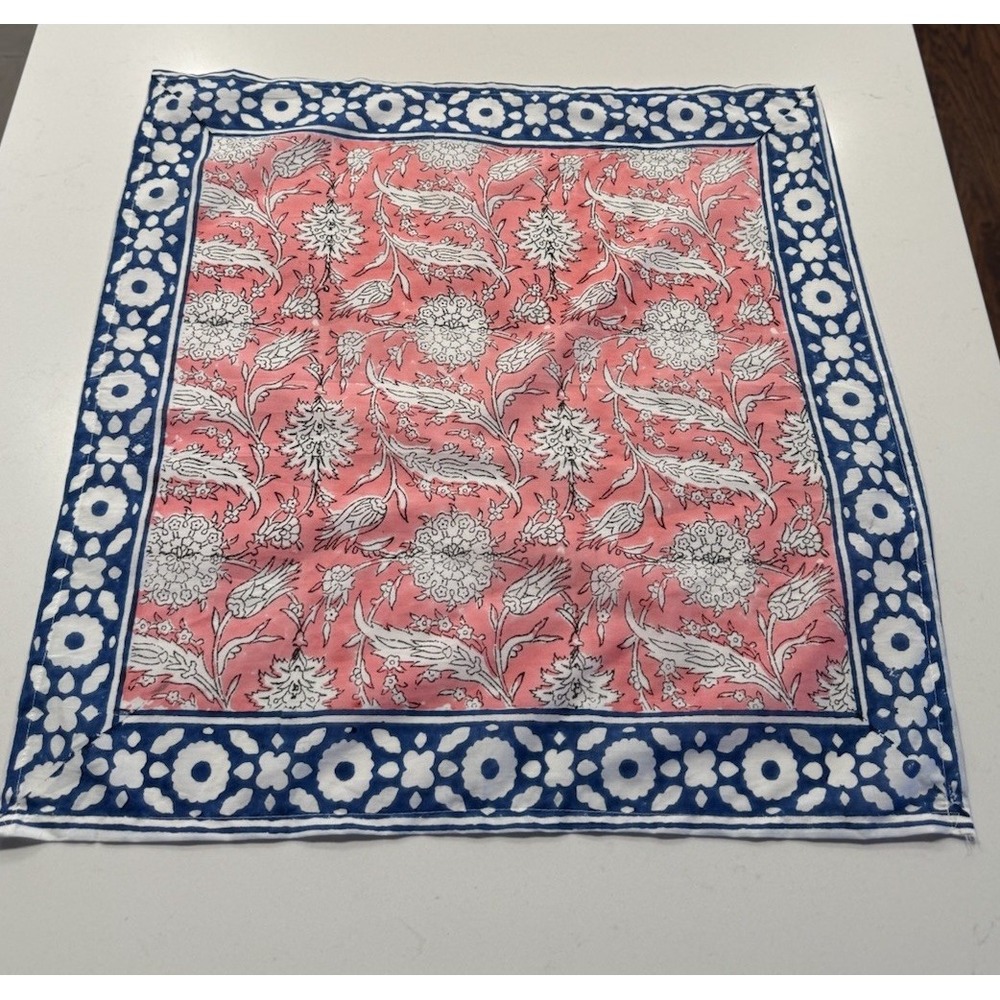 Floral Print Square Bandana Scarf Blue Pink Floral Boho Festival Cottagecore